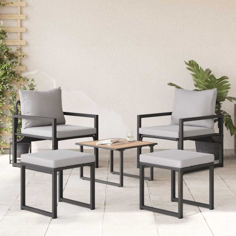 Ensemble de canapé de jardin 4 pcs Noir 61 x 72,5 x 71 cm Acier 