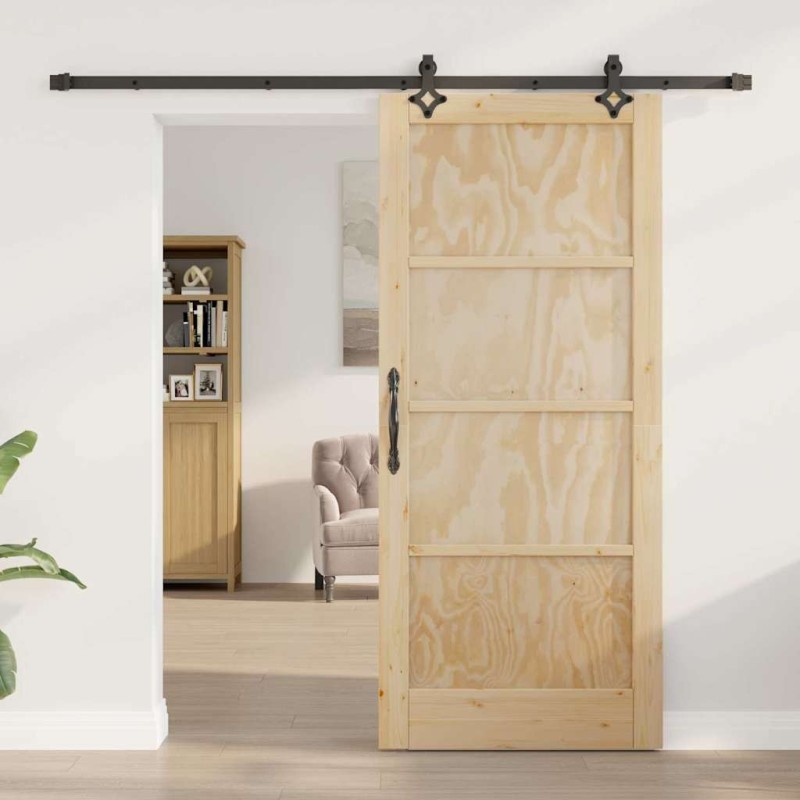 Porte Coulissante avec Quincaillerie 'ORKDAL'en Bois de Pin Massif 