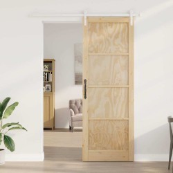 Porte Coulissante avec Kit de Quincaillerie 83x232 cm Bois Massif en Pin 