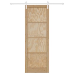 Porte Coulissante avec Kit de Quincaillerie 83x232 cm Bois Massif en Pin 
