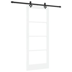 Porte coulissante avec ensemble de matériel 'ORKDAL'Blanc Bois Massif & Verre 