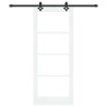 Porte coulissante avec ensemble de matériel 'ORKDAL'Blanc Bois Massif & Verre 