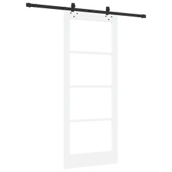 Porte coulissante avec ensemble de matériel 'ORKDAL'Blanc Bois Massif & Verre 