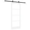 Porte coulissante avec ensemble de matériel 'ORKDAL'Blanc Bois Massif & Verre 
