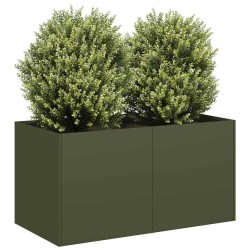 Jardinière vert olive 80x40x40 cm acier laminé à froid 