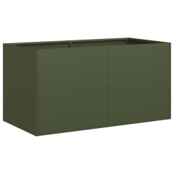 Jardinière vert olive 80x40x40 cm acier laminé à froid 