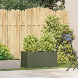 Jardinière vert olive 80x40x40 cm acier laminé à froid 