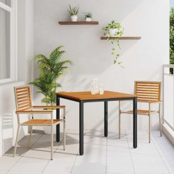 Ensemble de salle à manger jardin 3 pièces en poly rotin beige et acacia vidaXL 