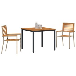 Ensemble de salle à manger jardin 3 pièces en poly rotin beige et acacia vidaXL 