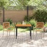 Ensemble de salle à manger jardin 3 pièces en poly rotin beige et acacia vidaXL 