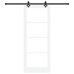 Porte coulissante avec quincaillerie 'ORKDAL'en bois massif blanc et verre 