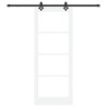 Porte coulissante avec quincaillerie 'ORKDAL'en bois massif blanc et verre 