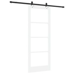 Porte coulissante avec quincaillerie 'ORKDAL'en bois massif blanc et verre 