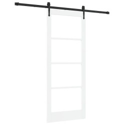 Porte coulissante avec kit matériel Blanche 83x202 cm Bois massif en pin 