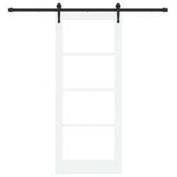 Porte coulissante avec kit matériel Blanche 83x202 cm Bois massif en pin 