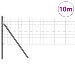 Clôture Euro avec 7 poteaux de 0,6 x 10 m en acier galvanisé gris 