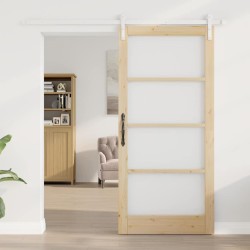 Porte coulissante avec quincaillerie 'ORKDAL'en bois massif et verre 