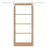 Porte coulissante avec quincaillerie 'ORKDAL'en bois massif et verre 