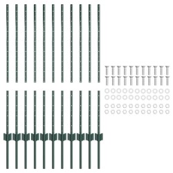 Tuteurs de clôture 11 pcs U-Channel vert 100 cm en acier 