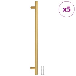 Poignées d'armoire 5 pcs doré 320 mm acier inoxydable 