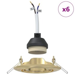 Spots encastrés 6 pcs Ronds GU10 Or Ø90 mm Acier 