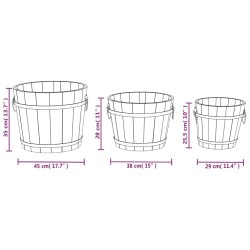 Ensemble de jardinière godet 3 pcs bois massif de sapin 