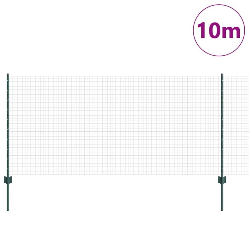 Kit de clôture en fil de fer Set de 2 Vert Métal, Plastique 