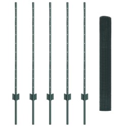 Kit de clôture en fil de fer Set de 2 Vert Métal, Plastique 