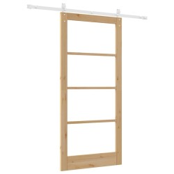 Porte coulissante avec quincaillerie 93x202 cm en bois massif de pin 
