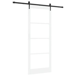 Porte coulissante avec ensemble de quincaillerie blanche 93x232 cm en bois massif de pin 