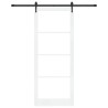 Porte coulissante avec ensemble de quincaillerie blanche 93x232 cm en bois massif de pin 