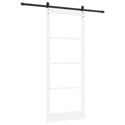 Porte coulissante avec ensemble de quincaillerie blanche 93x232 cm en bois massif de pin 