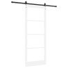 Porte coulissante avec ensemble de quincaillerie blanche 93x232 cm en bois massif de pin 