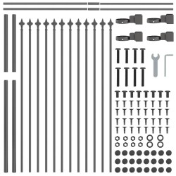 Clôture de jardin avec sommet pointu gris 1.7x1 m en acier 