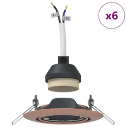 Spots encastrés 6 pcs Ronds GU10 Cuivre Ø90 mm Acier 