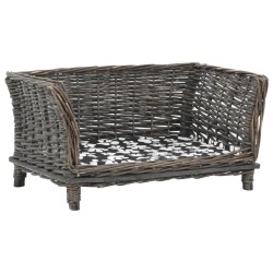 Panier pour chiens avec coussin Gris 50x33x30 cm Saule naturel 