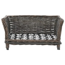 Panier pour chiens avec coussin Gris 50x33x30 cm Saule naturel 