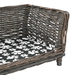 Panier pour chiens avec coussin Gris 50x33x30 cm Saule naturel 