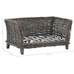 Panier pour chiens avec coussin Gris 50x33x30 cm Saule naturel 