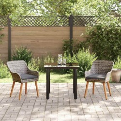 Set de jardin 3 pièces en poly rattan gris 