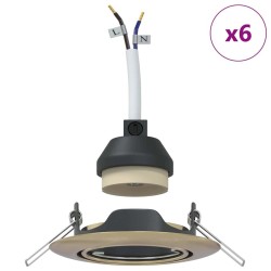 Spots encastrés 6 pcs Ronds GU10 Laiton Ø90 mm Acier 