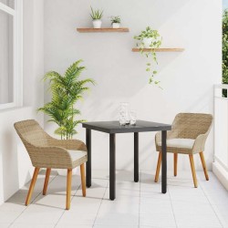 Ensemble de salle à manger de jardin 3 pièces en polyrotin beige 