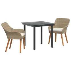 Ensemble de salle à manger de jardin 3 pièces en polyrotin beige 