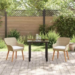 Ensemble de salle à manger de jardin 3 pièces en polyrotin beige 