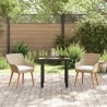 Ensemble de salle à manger de jardin 3 pièces en polyrotin beige 