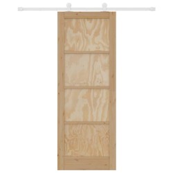 Porte coulissante avec ensemble de quincaillerie 78x211 cm en bois massif de pin 