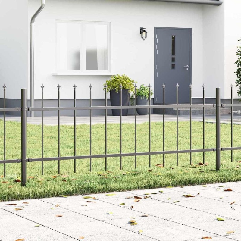Clôture de jardin Gris 5.1 x 1 m Acier enduit de poudre 