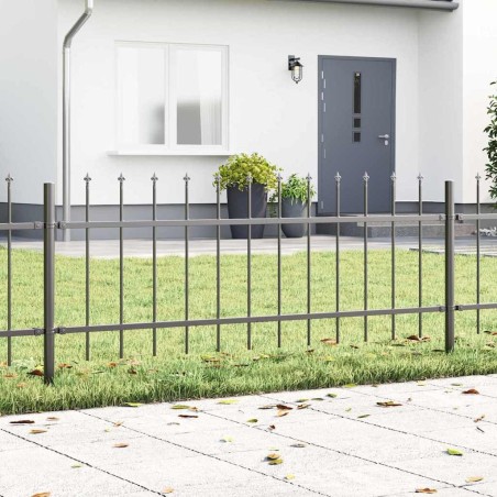 Clôture de jardin Gris 5.1 x 1 m Acier enduit de poudre 