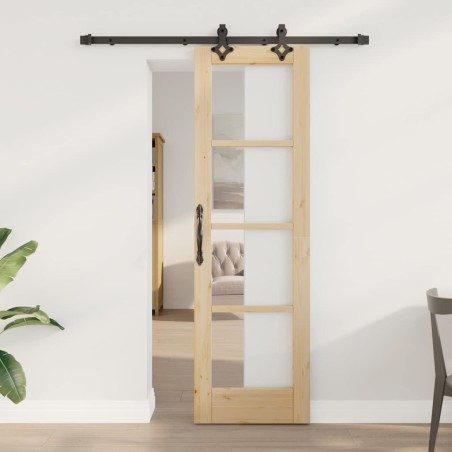 Porte coulissante avec kit de matériel 61x198.5 cm en pin massif 
