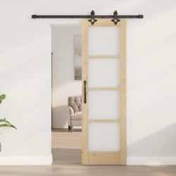 Porte coulissante avec kit de matériel 61x198.5 cm en pin massif 